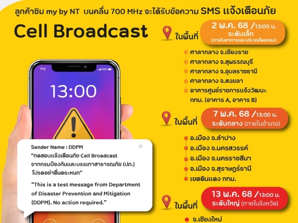 my by NT แจ้งเตือน Cell Broadcast